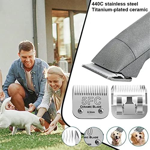 Audoc 5FC Blade Dog Grooming Clipper Blades | Compatible with Andis Dog Clipper, Ceramic & Stainless Steel, 6.3mm Cut thumbnail 3
