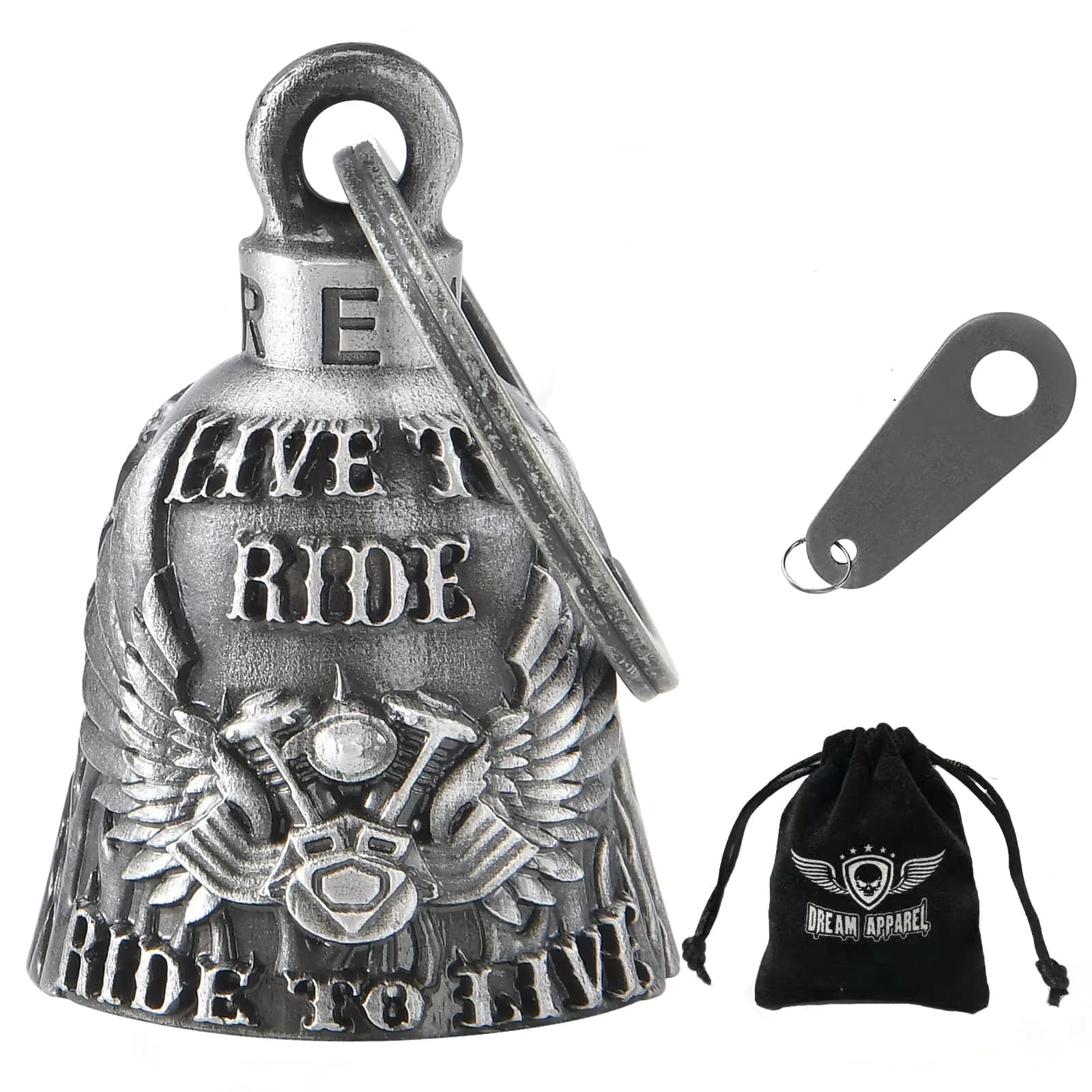Dream Apparel Motorcycle Ride Bell for Bikers, Heavy Spirit Keychain & Lucky Charm (DBL13-L Rebel) — Live to Ride