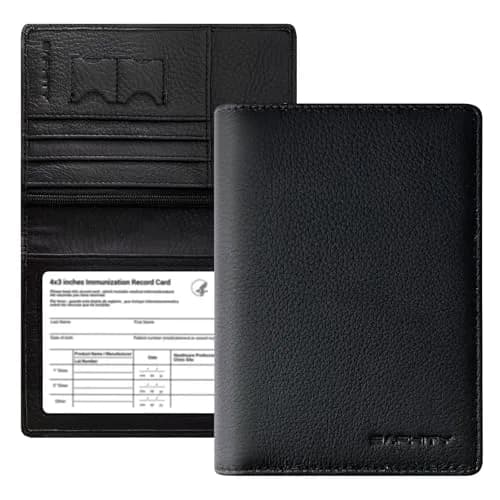 BAPHITY Genuine Leather RFID Blocking Slim Passport Wallet | Black thumbnail 1