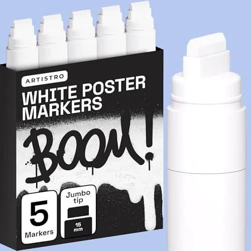 ARTISTRO White Paint Pens Jumbo Tips Set of 5 | ASTM D-4236 Certified thumbnail 1