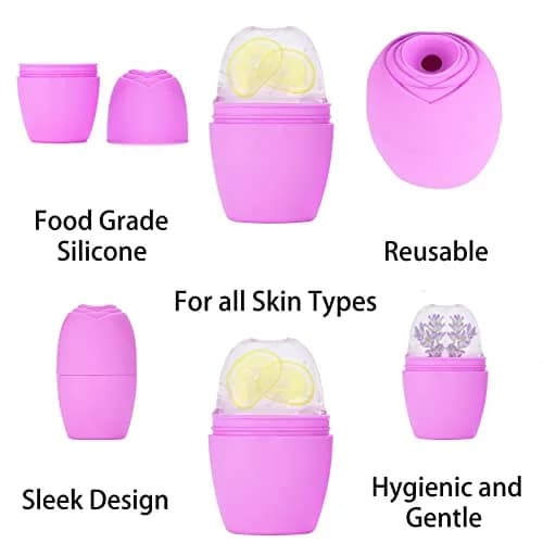 Evmliy Silicone Ice Face Roller for Face & Neck | Tightens Skin, Reduces Puffiness, Enhances Glow (1 Pack, Purple) thumbnail 4