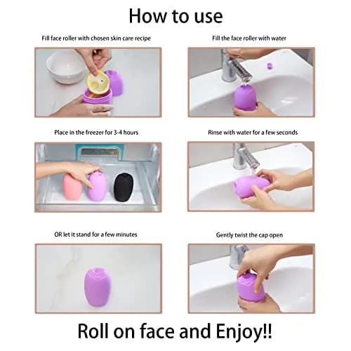 Evmliy Silicone Ice Face Roller for Face & Neck | Tightens Skin, Reduces Puffiness, Enhances Glow (1 Pack, Purple) thumbnail 3