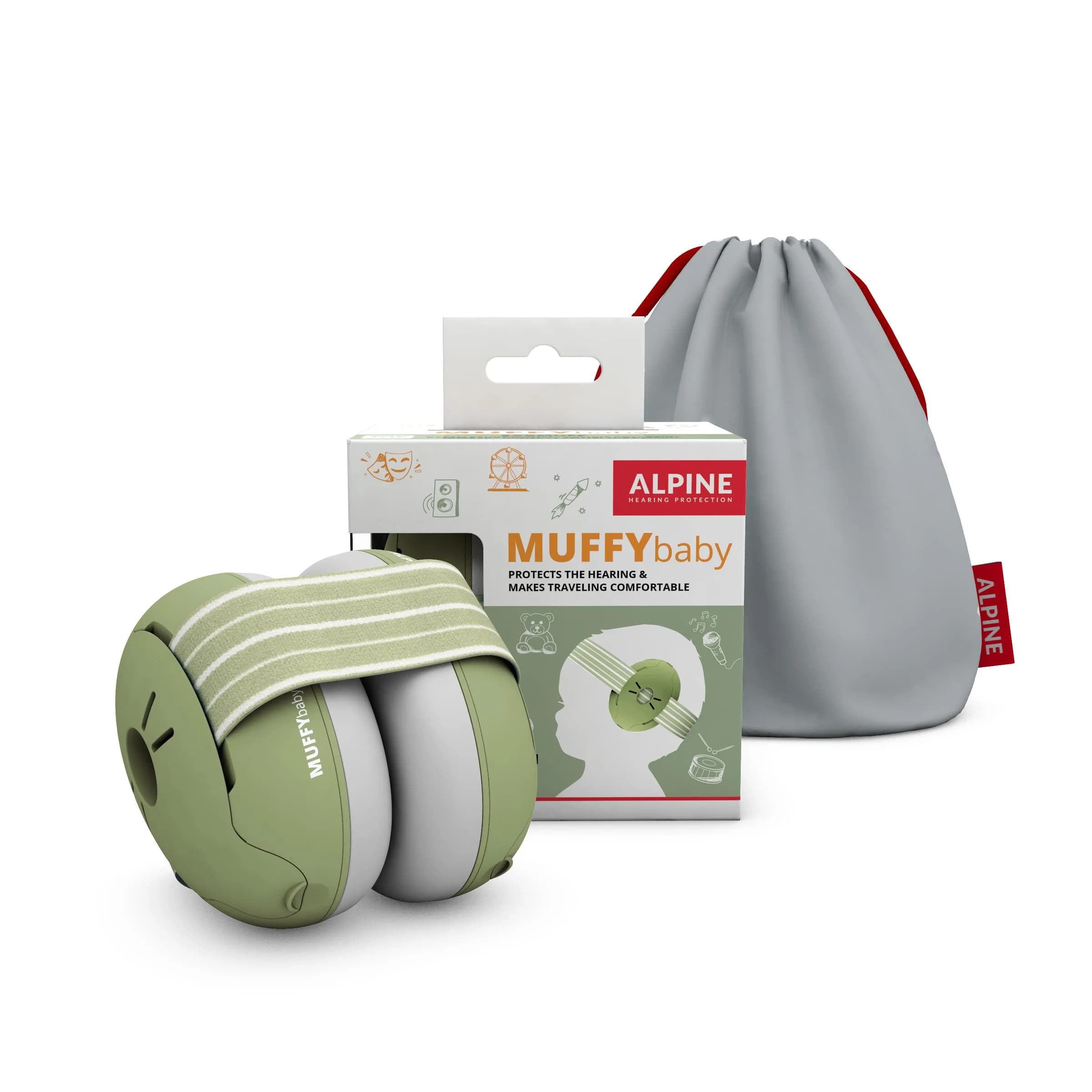 Alpine Muffy Baby Ear Muffs Noise Protection | Toddler Ear Protection 23 dB SNR (Green)