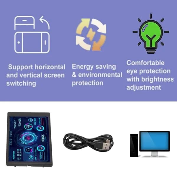 ASHATA 3.5in IPS USB Mini Screen 320x480 | PC Temperature Data Monitor thumbnail 7