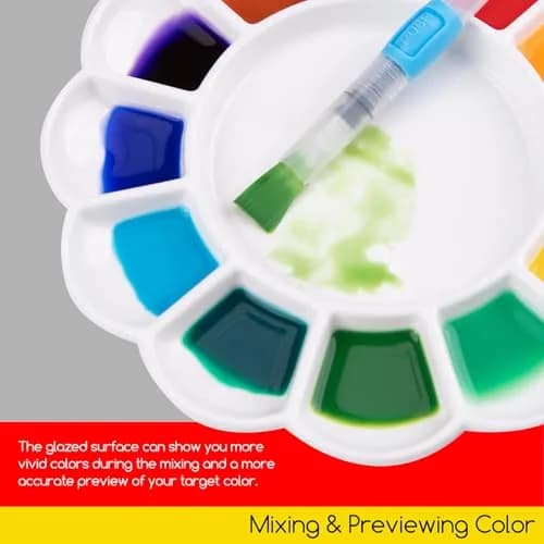 MEEDEN Ceramic Watercolor Paint Palette 20cm (7.9in) Round 12-Well Mixing Tray | Premium Porcelain for Art Parties & Classes thumbnail 5
