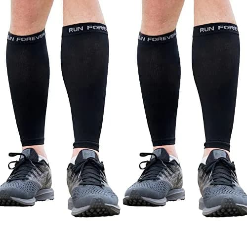 Run Forever 2-Pair Black Calf Compression Sleeve X-Large | 20-30mmHg Graduated Compression for Pain Relief & Recovery thumbnail 1