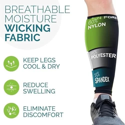 Run Forever 2-Pair Black Calf Compression Sleeve X-Large | 20-30mmHg Graduated Compression for Pain Relief & Recovery thumbnail 3