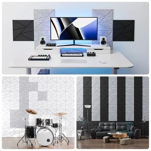 ROOME 18 Pack Self-Adhesive Acoustic Panels | Soundproof Foam for Walls, 0.4 Inch Thick, Gray | Noise Absorption thumbnail 4