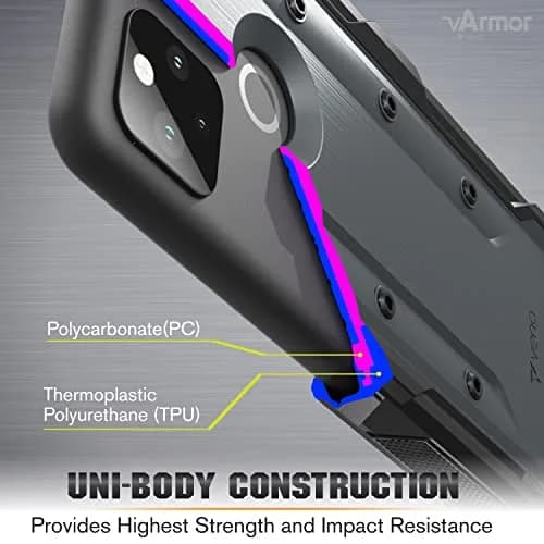 VENA vArmor Rugged Case for Google Pixel 5A 5G | Military Drop Protection, Space Gray thumbnail 5