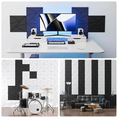 ROOME 18 Pack Self-Adhesive Acoustic Foam Panels 12" x 12" x 0.4" | High Density Soundproof Wall Panels for Studio & Room Acoustics thumbnail 4