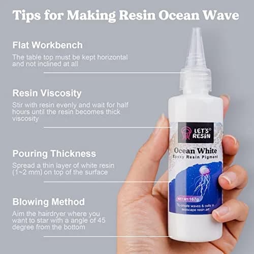 LET'S RESIN Ocean White Epoxy Resin Pigment 167g (5.89oz) | Creates Cells & Lacing for Ocean Art thumbnail 7
