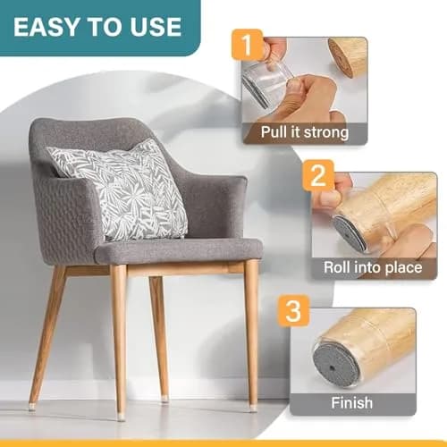 Ansible 24 Pcs Chair Leg Floor Protectors Round | Silicone Felt Pads for Hardwood Floors thumbnail 6