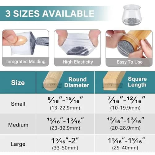 Ansible 24 Pcs Chair Leg Floor Protectors Round | Silicone Felt Pads for Hardwood Floors thumbnail 4