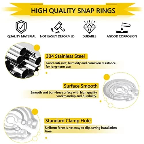 IEAWISL 325 PCS External Snap Rings M4-M28 | 304 Stainless Steel C-Clips for Moving Parts thumbnail 3