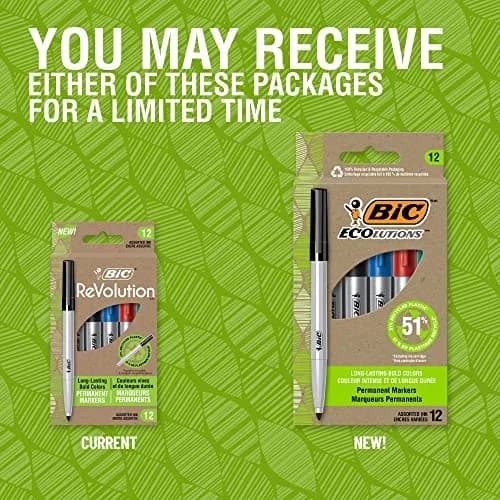 BIC Ecolutions Fine Permanent Markers 12-Count Assorted Colours | Eco-Friendly, Precise & Long-Lasting thumbnail 2