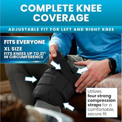 Vive Knee Ice Pack Wrap - Cold/Hot Gel Compression Brace for Pain Relief | Adjustable, Reusable, Latex-Free thumbnail 4