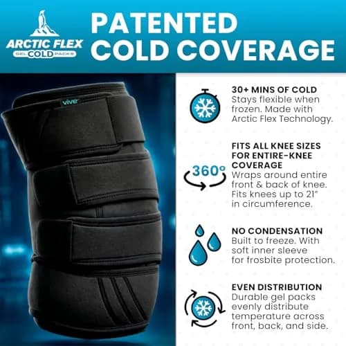 Vive Knee Ice Pack Wrap - Cold/Hot Gel Compression Brace for Pain Relief | Adjustable, Reusable, Latex-Free thumbnail 2