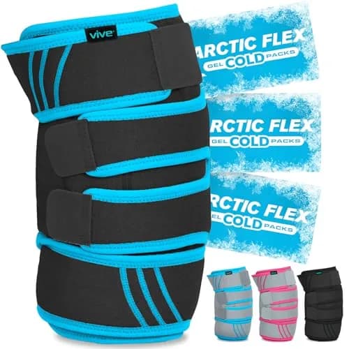 Vive Knee Ice Pack Wrap - Cold/Hot Gel Compression Brace for Pain Relief | Reversible, Adjustable, Breathable thumbnail 1