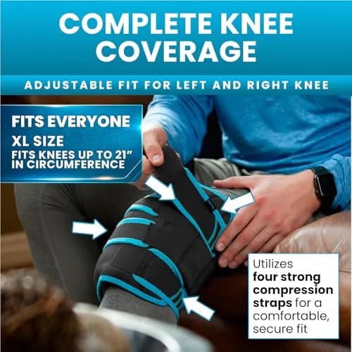 Vive Knee Ice Pack Wrap - Cold/Hot Gel Compression Brace for Pain Relief | Reversible, Adjustable, Breathable thumbnail 4