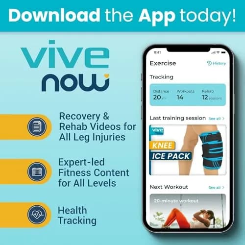 Vive Knee Ice Pack Wrap - Cold/Hot Gel Compression Brace for Pain Relief | Reversible, Adjustable, Breathable thumbnail 7