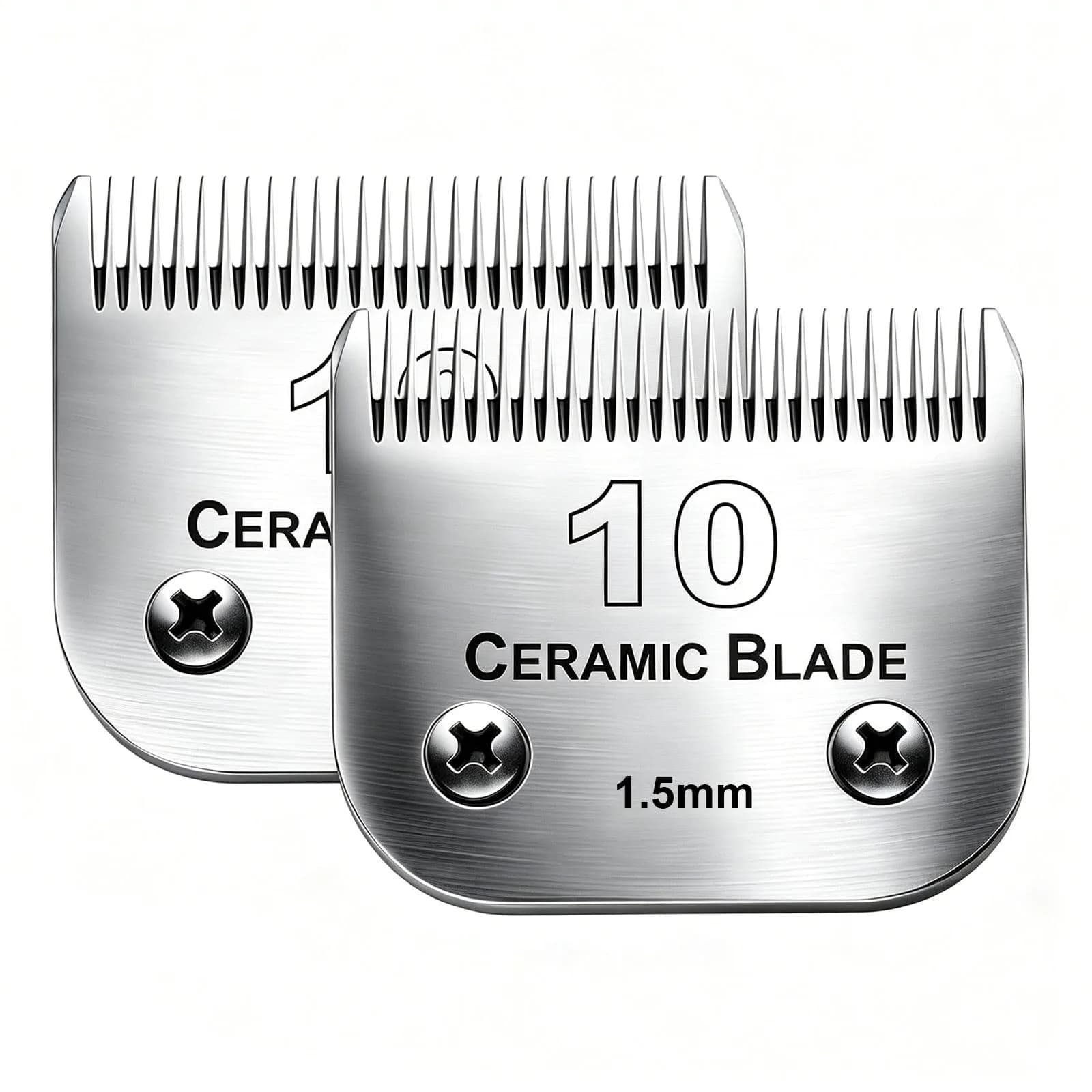 Audoc 2PC #10 Detachable Dog Grooming Clipper Blades 1.5mm (1/16") | Ceramic & Stainless Steel