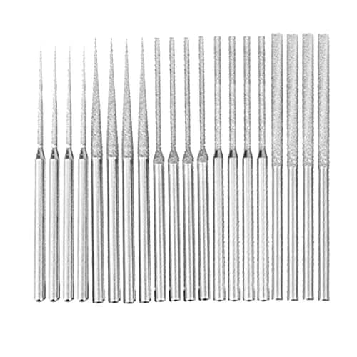 Luo ke 20 Pcs Diamond Mounted Bead Reamer 3mm x 70mm | 5 Shapes for Stone, Glass, Jewelry thumbnail 1