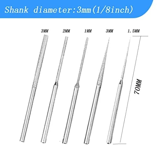 Luo ke 20 Pcs Diamond Mounted Bead Reamer 3mm x 70mm | 5 Shapes for Stone, Glass, Jewelry thumbnail 2