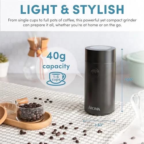 AROMA Mini Coffee Grinder & Herb Grinder 40g | Stainless Steel Blades, Compact & Fast thumbnail 5