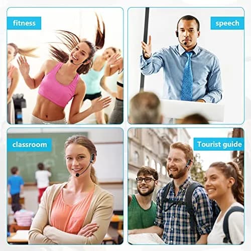 Bietrun Wireless Microphone Headset with 1/4'' Plug & Dual Mics | UHF 165ft Range, Rechargeable 6-Hr Battery, Black thumbnail 8