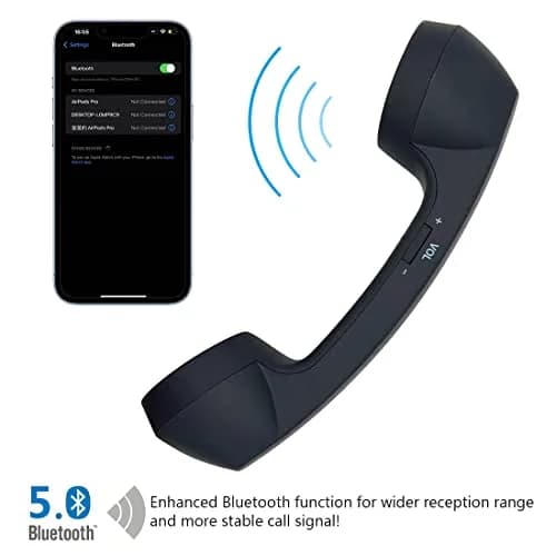 LIONSOUL Retro Bluetooth Handset with USB Charging | Black, 10M Range thumbnail 2