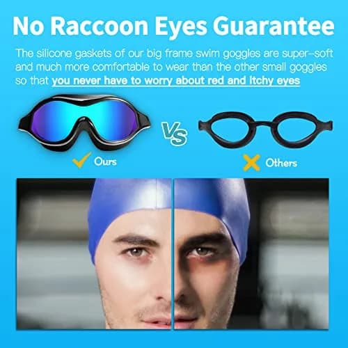 Seago Anti-Fog Mirrored Swim Goggles for Adults & Youth | 180° Clear Vision, UV Protection, Leak-Proof Silicone Seals thumbnail 2