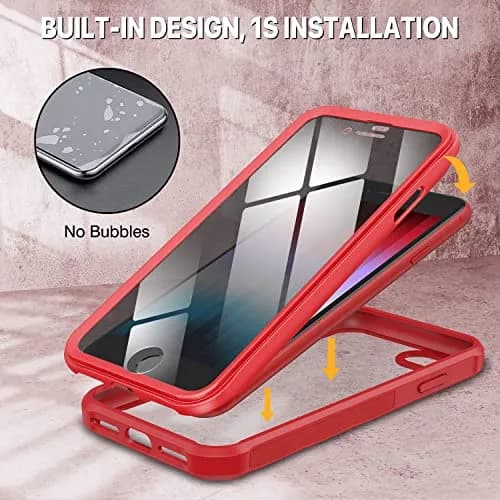 CENHUFO Privacy Case for iPhone SE 2022/2020, 8, 7 Red | Full Body 360° Protection with Built-in Privacy Screen thumbnail 9