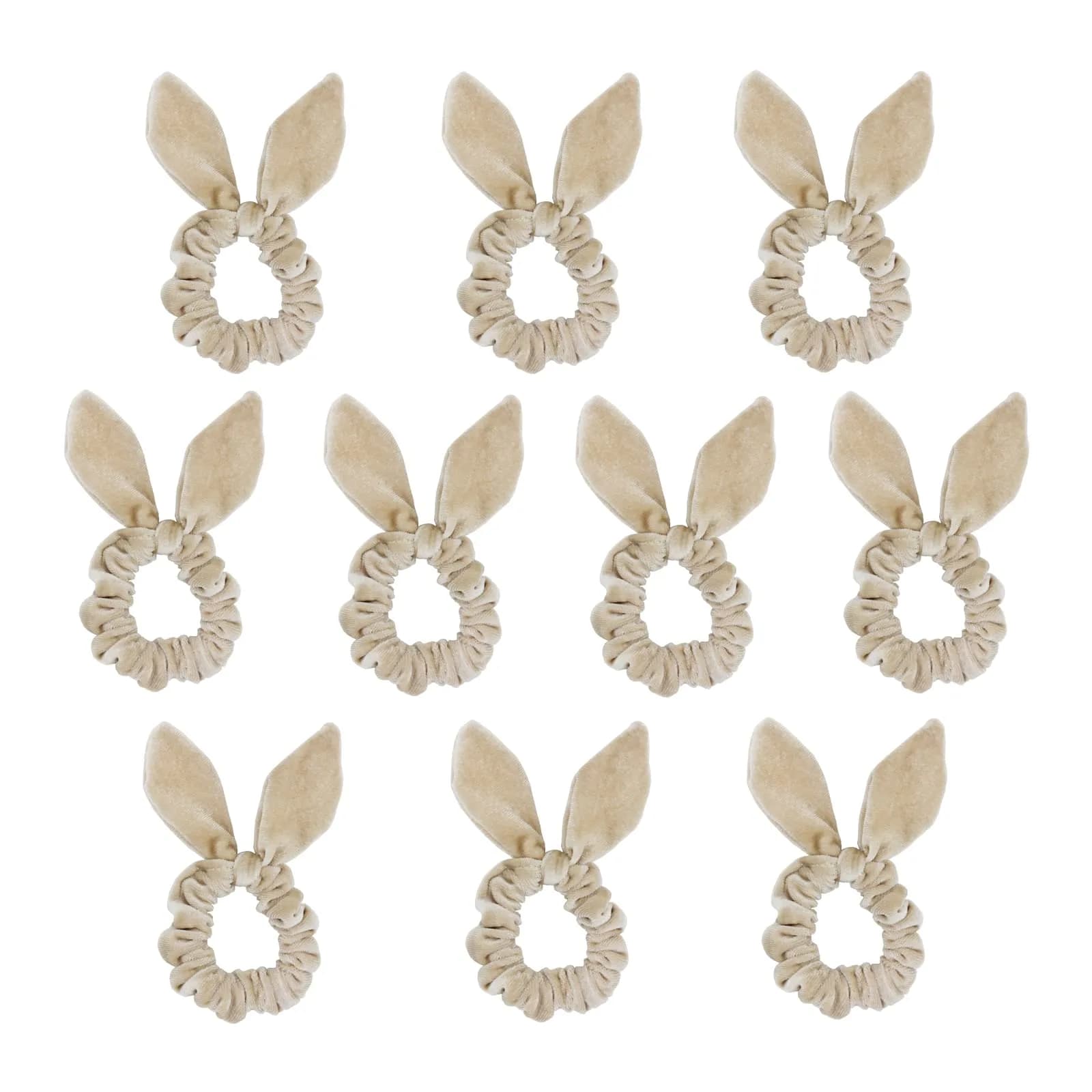 LFOUVRE Small Velvet Scrunchies 7cm (2.7 inches) | Gentle Hold for All Hair Types — Beige Bow