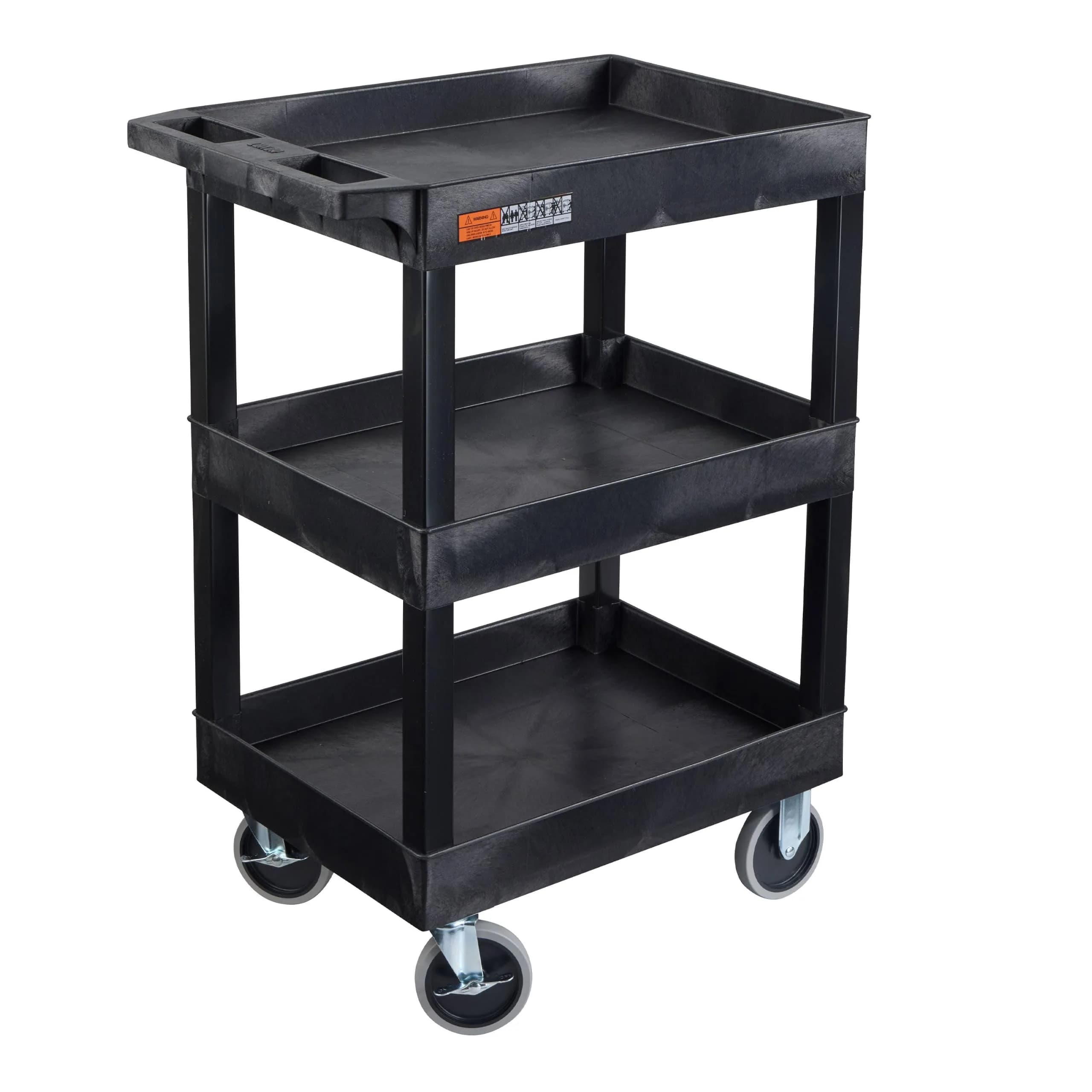 Luxor Utility Cart 24x18 inch | Heavy-Duty 3 Shelf Black, Made in USA (70-120c) - main product image