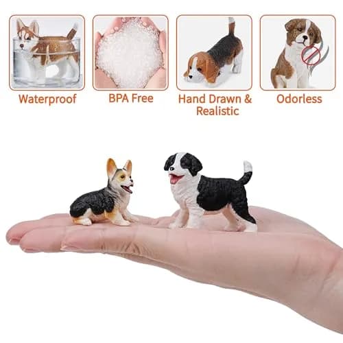 EYSCOTA 12PCS Dog Figurines Playset, Realistic Detailed Plastic Puppy Figures, Hand Painted Mini Dog Figures Toy Set Cake Toppers Easter Egg Birthday Gift for Kids Toddlers thumbnail 4