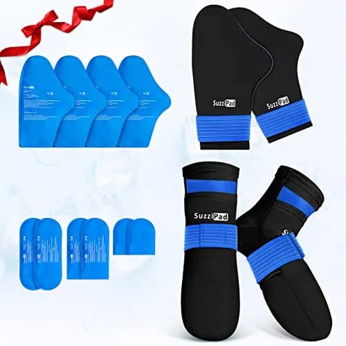SUZZIPAD Cold Therapy Socks and Gloves Set Black L | Dual-Layer Chemo Gloves & Foot Ice Pack Wraps for Neuropathy Relief thumbnail 1
