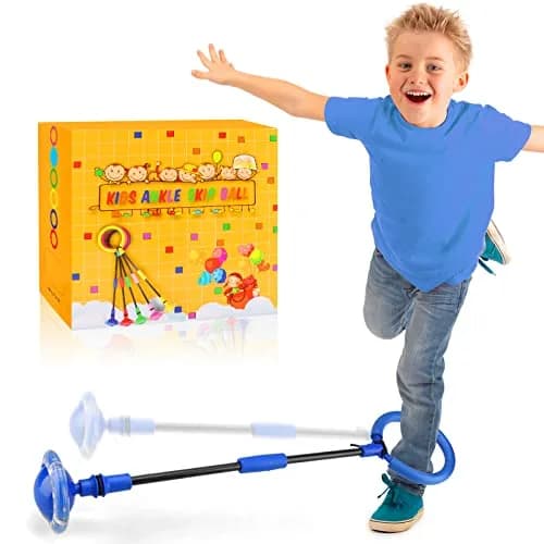 Chridark Ankle Skip Ball Toy with Flash Wheel, Foldable Portable Design, Blue | 0.34 kg (0.75 lb) thumbnail 1
