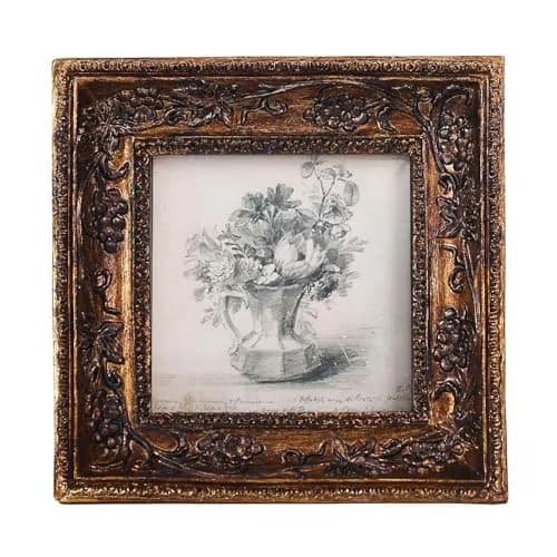 SIKOO Small Vintage 3×3 Picture Frame Antique Ornate | Gold Bronze Finish, Wall & Tabletop Display thumbnail 1