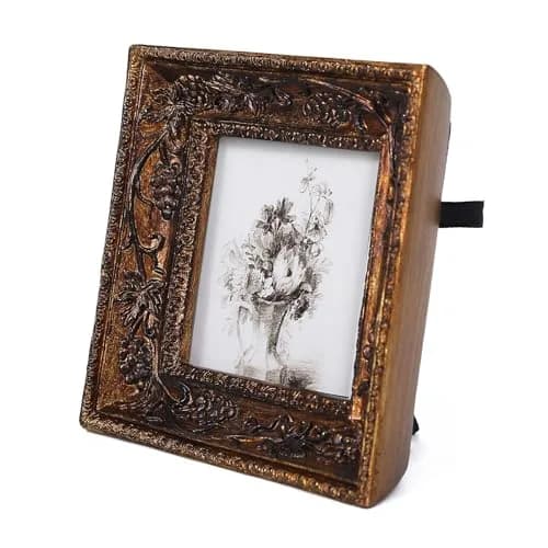 SIKOO Small Vintage 3×3 Picture Frame Antique Ornate | Gold Bronze Finish, Wall & Tabletop Display thumbnail 6