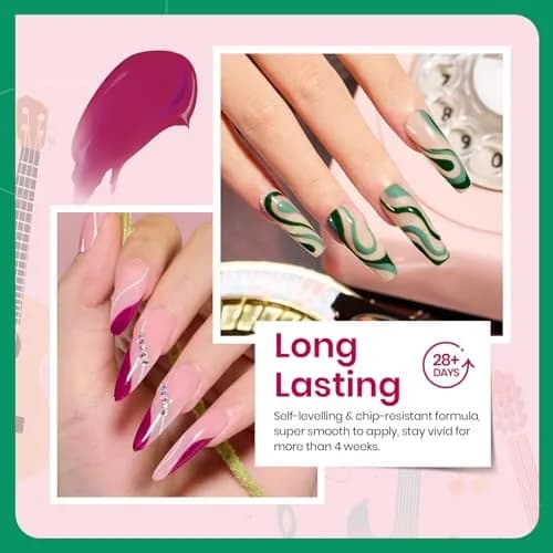 Beetles Gel Nail Polish Set Burgundy Purple Red Green Glitter 6 Colors (7.5ml Each) | 9-Free Formula, Long-Lasting Shine thumbnail 5