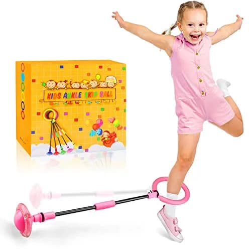 Chridark Ankle Skip Ball with Flash Wheel, Pink | Portable Foldable Toy for Kids & Adults thumbnail 1