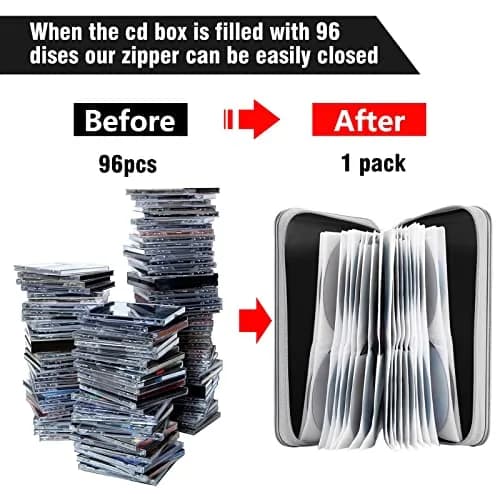 Siveit Black CD DVD Storage Binder 96 Capacity | Lightweight Car Organizer thumbnail 4