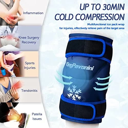 KingPavonini XXL Knee Ice Pack Wrap Around Entire Knee 2 Pack | Large Gel Cold Therapy for Pain & Swelling thumbnail 6