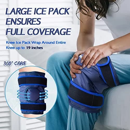 KingPavonini XXL Knee Ice Pack Wrap Around Entire Knee 2 Pack | Large Gel Cold Therapy for Pain & Swelling thumbnail 3