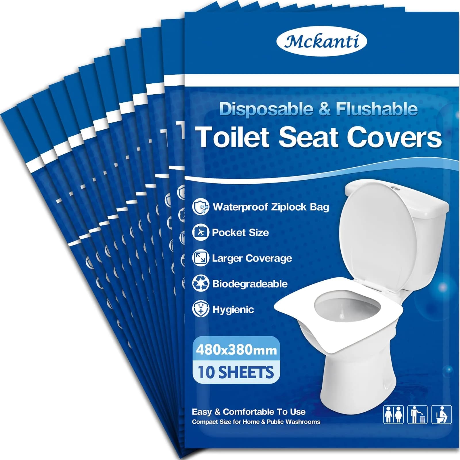 Mckanti Toilet Seat Covers Disposable 120 Pack XL | Biodegradable & Travel Essential - main product image
