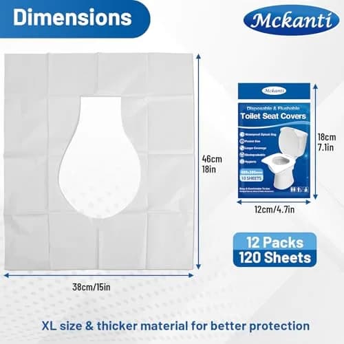 Mckanti Toilet Seat Covers Disposable 120 Pack XL | Biodegradable & Travel Essential thumbnail 8