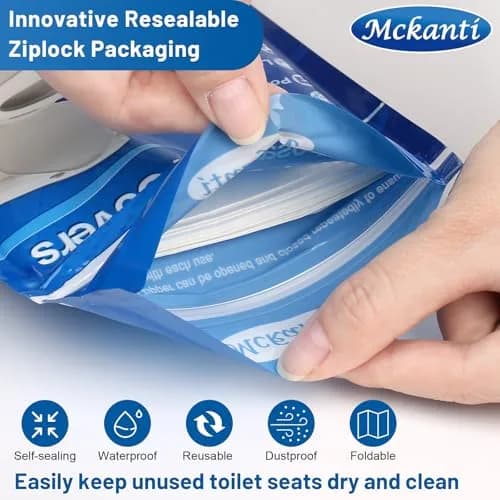 Mckanti Toilet Seat Covers Disposable 120 Pack XL | Biodegradable & Travel Essential thumbnail 2