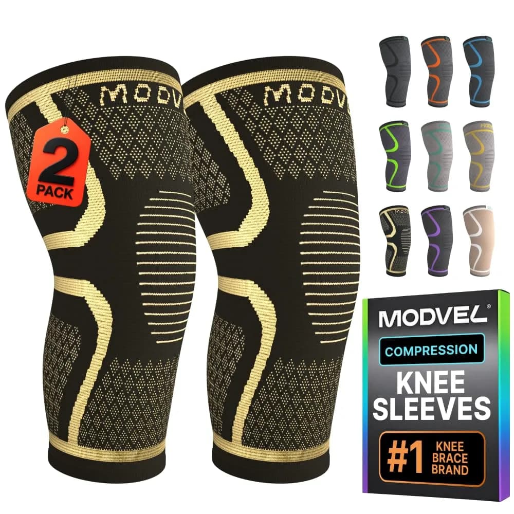 Modvel Compression Knee Brace 2-Pack | Medium, High-Copper | Doctor Recommended
