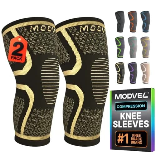 Modvel Compression Knee Brace 2-Pack | Medium, High-Copper | Doctor Recommended thumbnail 1