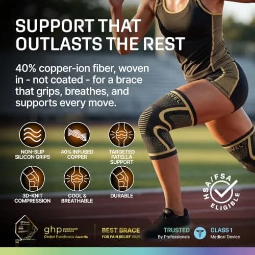 Modvel Compression Knee Brace 2-Pack | Medium, High-Copper | Doctor Recommended thumbnail 2